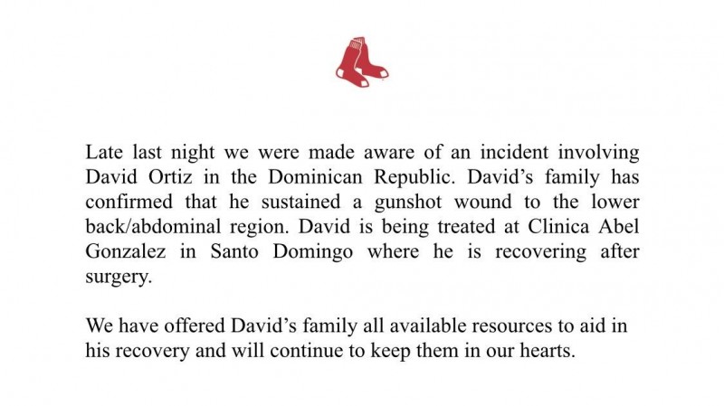 MLB》好消息！「老爹」手術成功 紅襪球團發表官方聲明