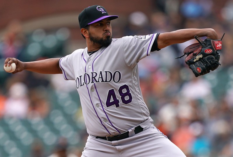 馬奎茲主投5局失3分拿下勝投。（法新社）