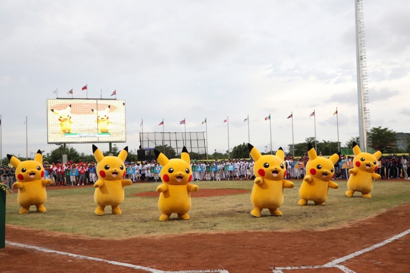 ，宣傳大使「皮卡丘」上場秀很吸睛。（台南市政府提供）