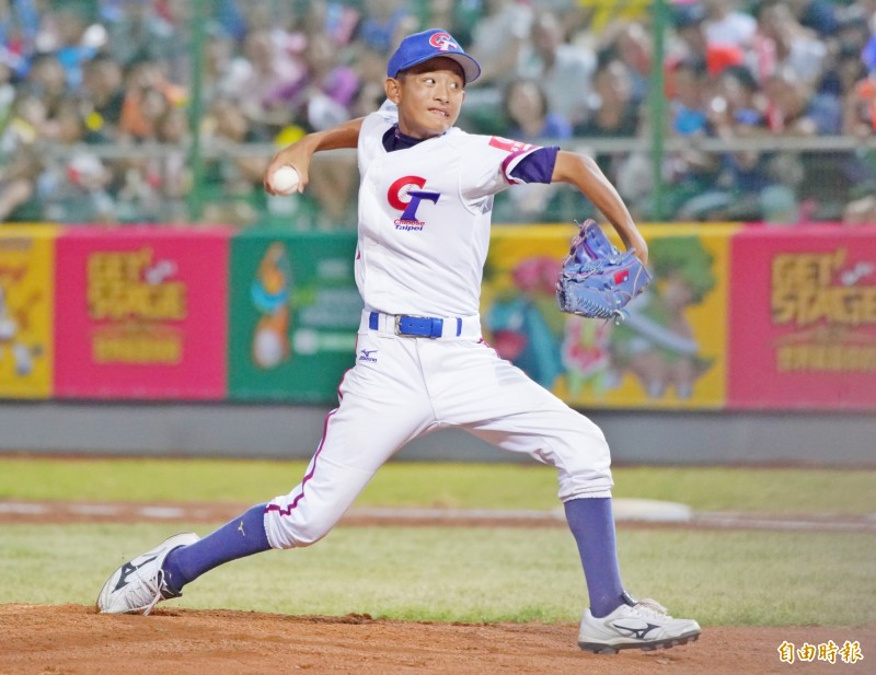 台灣隊先發投手陳楷升。（記者黃志源攝）