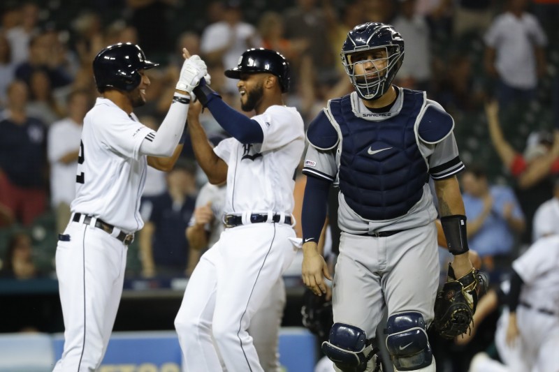 洋基追平全壘打紀錄卻遭老虎說再見。（美聯社）