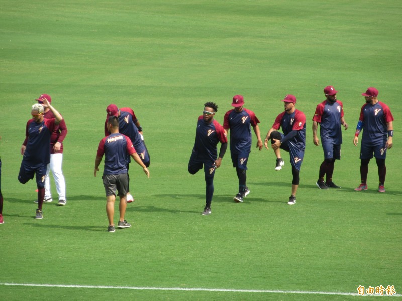 委內瑞拉隊練球。（記者林宥辰攝）