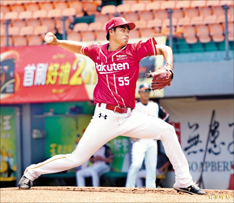 猿隊二軍先發投手李承禎，先發5局無失分，拿下本季第2勝。（記者黃志源攝）