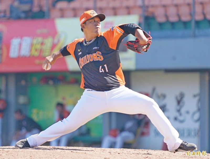 統一獅隊老將王鏡銘。（記者黃志源攝）