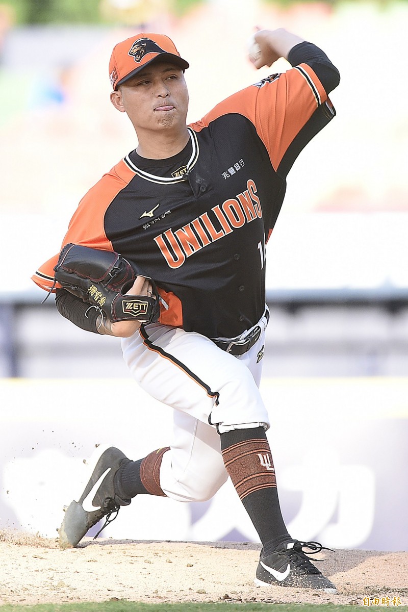 統一獅先發投手江辰晏。（記者陳志曲攝）