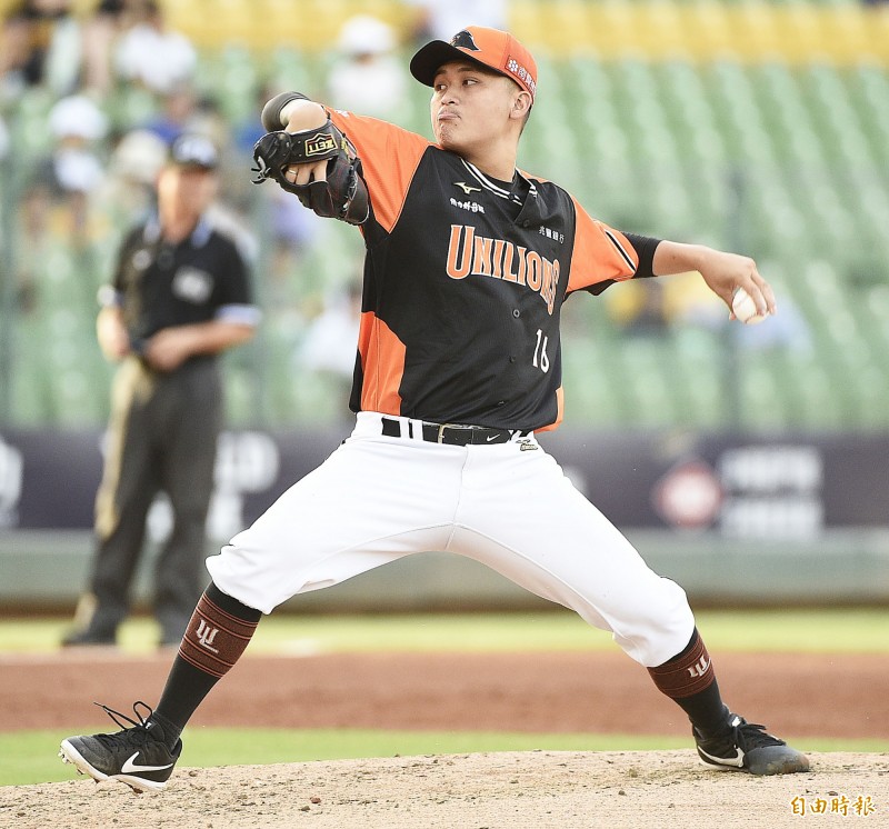  統一獅先發投手江辰晏。（記者陳志曲攝）