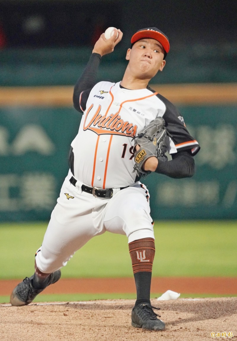 統一獅先發投手古林睿煬。（記者黃志源攝）