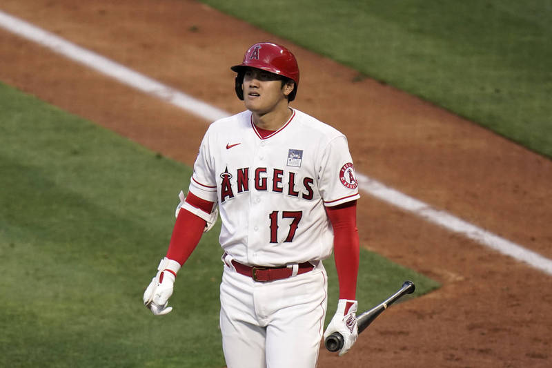 大谷翔平今4打數吞3K。（美聯社）