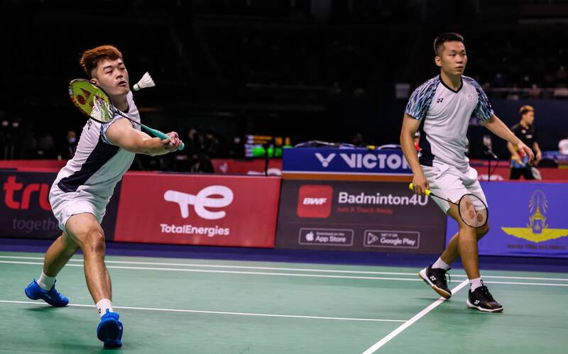 李洋／王齊麟搶下第2點，幫助台灣男團搶先聽牌。（Badminton Photo提供）李洋／王齊麟搶下第2點，幫助台灣男團搶先聽牌。（Badminton Photo提供）