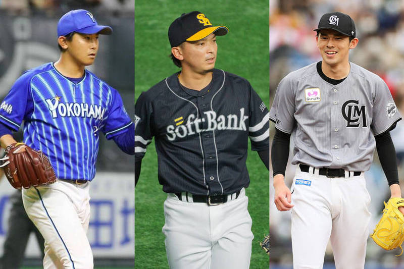 今永昇太（左）、東浜巨、佐佐木朗希。（資料照）