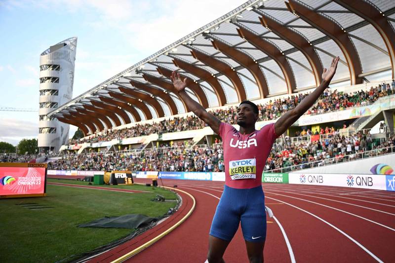 田徑世錦賽男子100公尺短跑項目，美國好手克利摘下金牌。（歐新社）