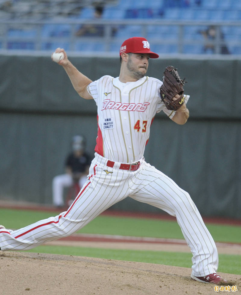 味全先發投手布里悍。（記者王藝菘攝）