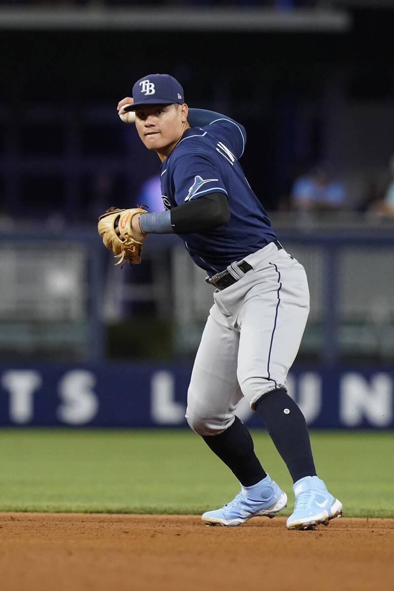 張育成先發敲安。（美聯社）