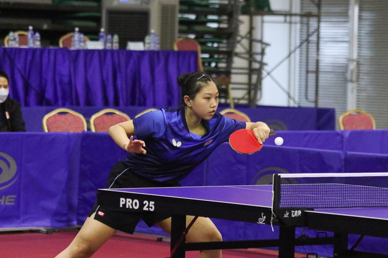 林芯彤在亞青桌球賽U15女團四強賽包辦三勝，率台灣隊扳倒中國隊。（取自ATTU官網）