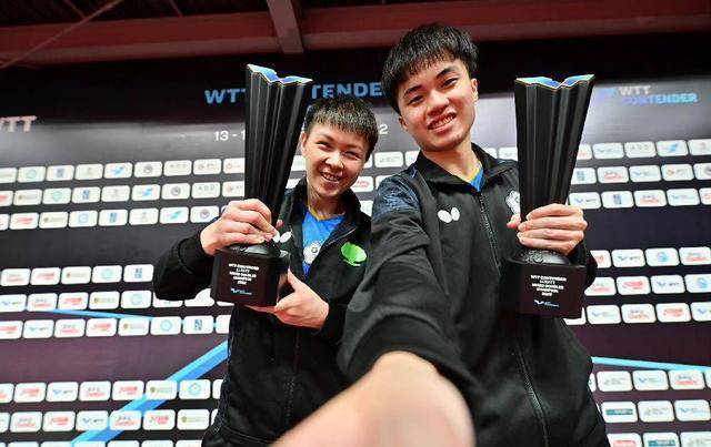 林昀儒與陳思羽擊敗中國組合奪下混雙冠軍。（取自WTT臉書）