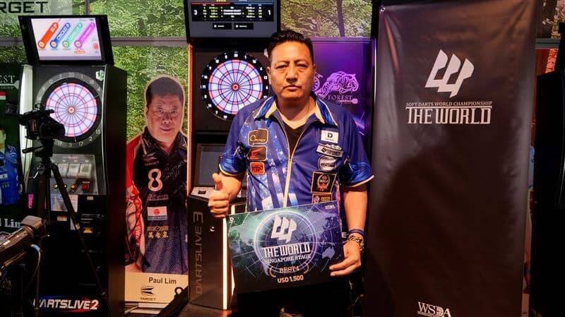 普波騰列為台灣奪下世界軟式飛鏢職業賽新加坡站季軍。（Darts Live提供）