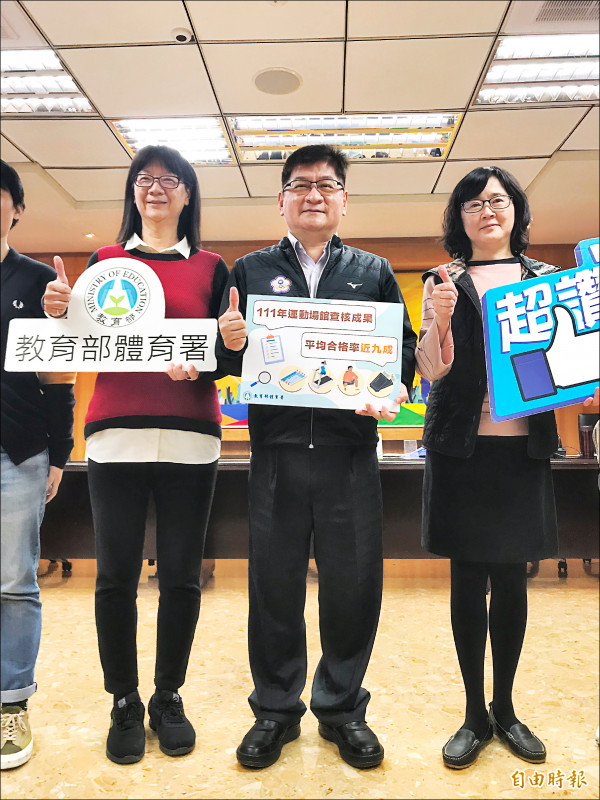 體育署副署長洪志昌（中）、競技組副組長戴琬琳（右）。（記者梁偉銘攝）