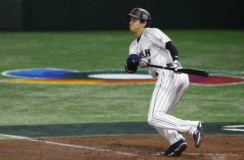 大谷翔平觸擊。（路透）