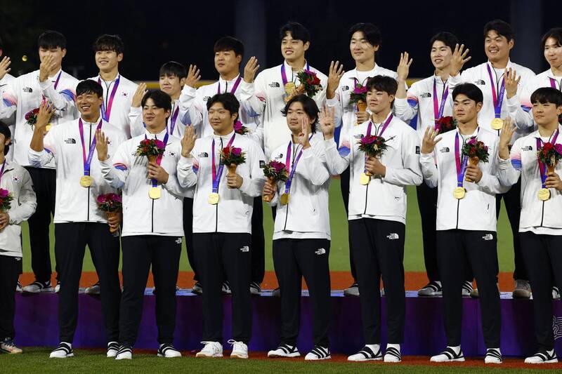 南韓隊摘得亞運金牌。（路透）