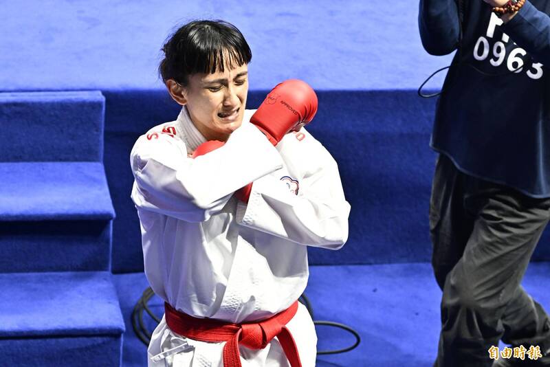 谷筱霜關鍵一踢讓自己拿下金牌。（特派記者陳志曲攝）