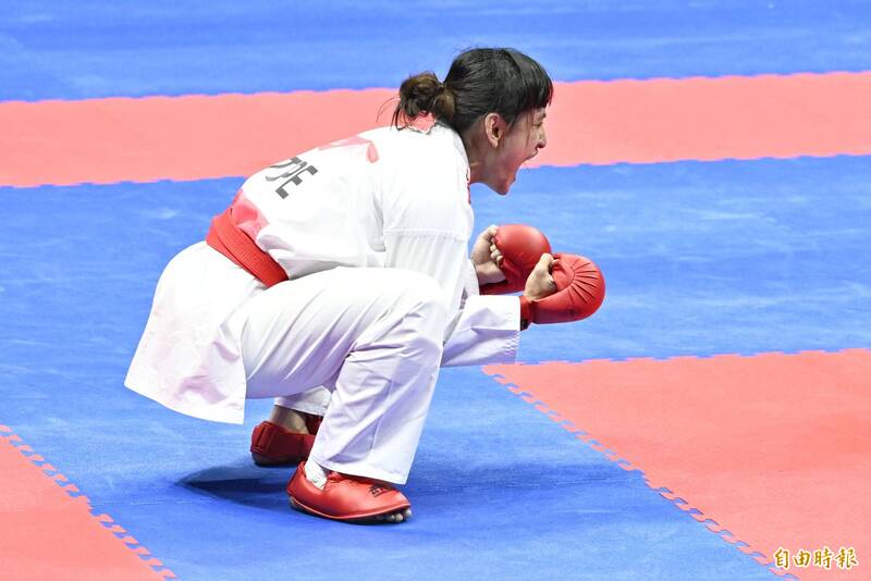谷筱霜關鍵一踢讓自己拿下金牌。（特派記者陳志曲攝）