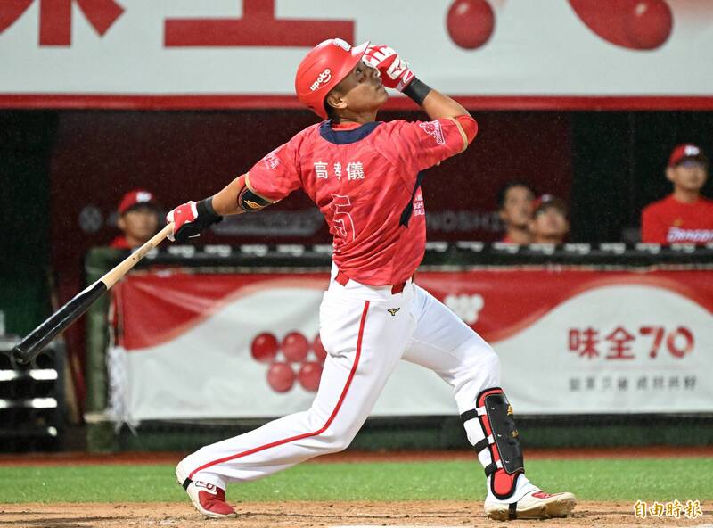 高孝儀敲安打回2分。（記者林正堃攝）