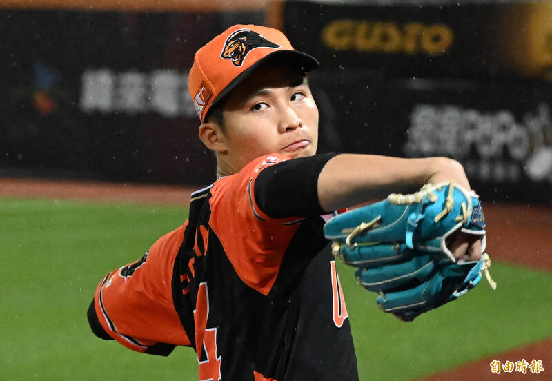統一獅左投林詔恩。（記者林正堃攝）