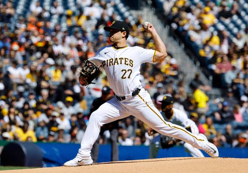 海盜先發投手岡薩雷茲主投6局失2分，拿下優質先發。（法新社）