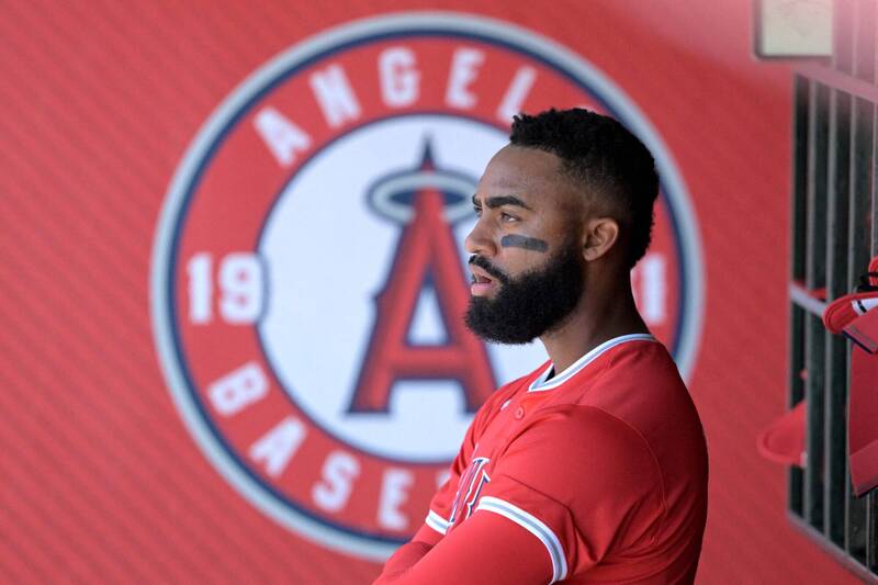 天使外野手阿德爾。（法新社）