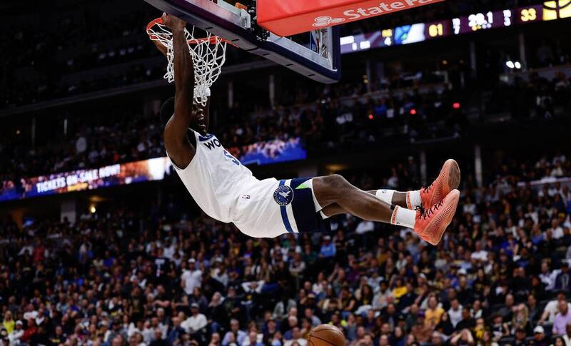 愛德華茲（Anthony Edwards）攻下27分，灰狼G2輕取金塊，系列賽2：0領先。（USA TODAY Sports）