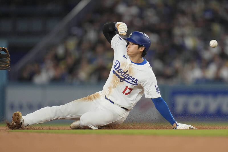 大谷翔平今天上演單場2盜。（美聯社）