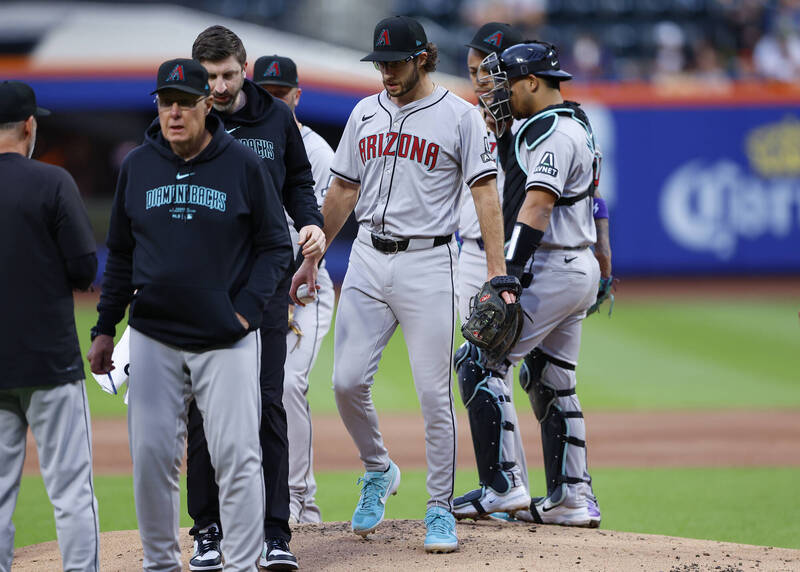 響尾蛇王牌投手加倫受傷。（美聯社）