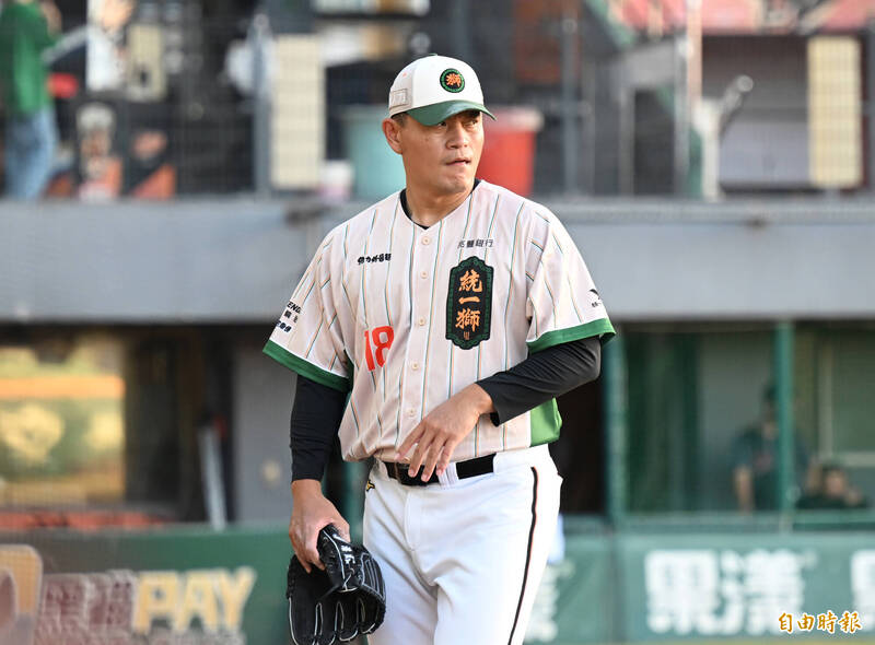 統一獅潘威倫。（記者李惠洲攝）