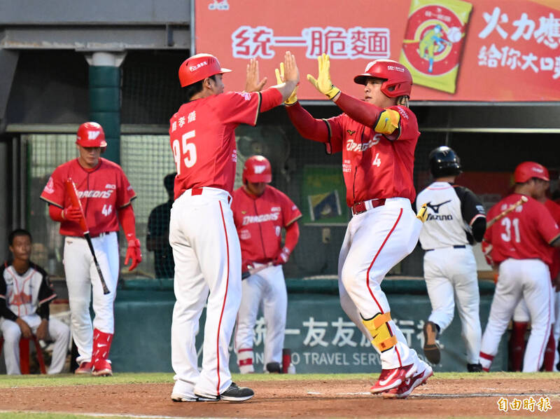 味全龍吉力吉撈．鞏冠單場雙響砲。（記者李惠洲攝）