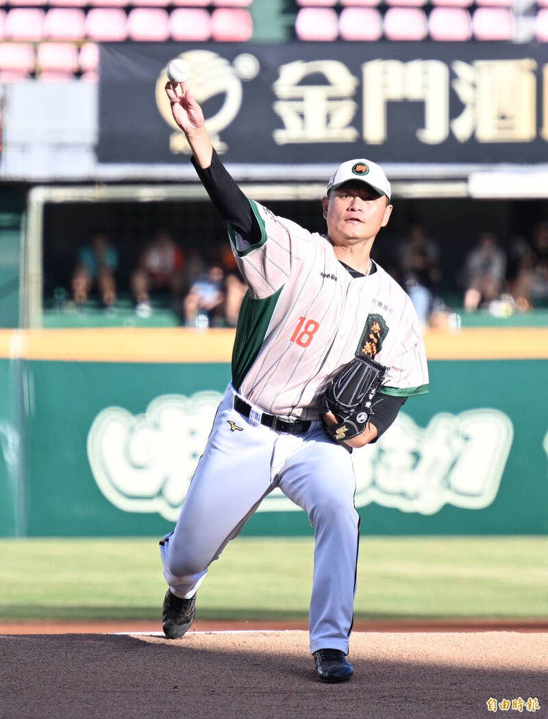 統一獅潘威倫。（記者李惠洲攝）