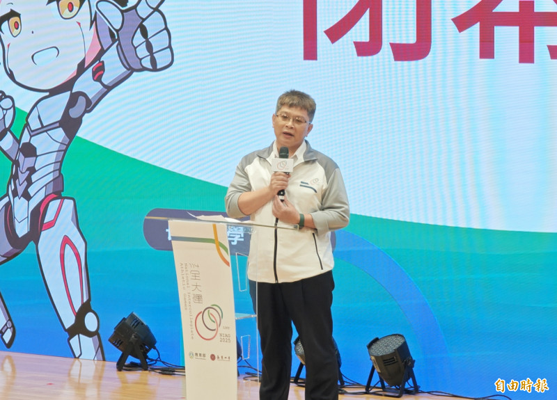 全大運閉幕典禮，體育署副署長房瑞文致詞。（記者吳俊鋒攝）