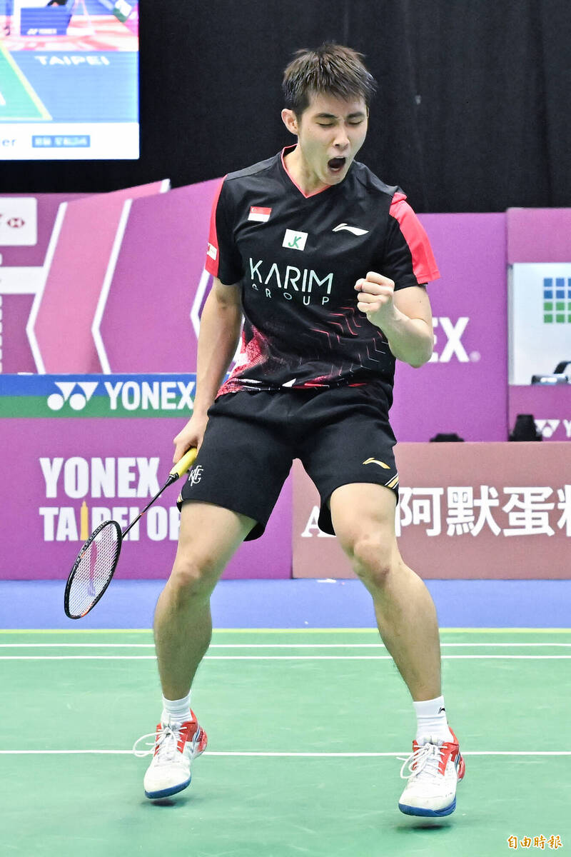 新加坡選手駱建佑拿下2025台北羽球公開賽男單冠軍。（記者陳志曲攝）