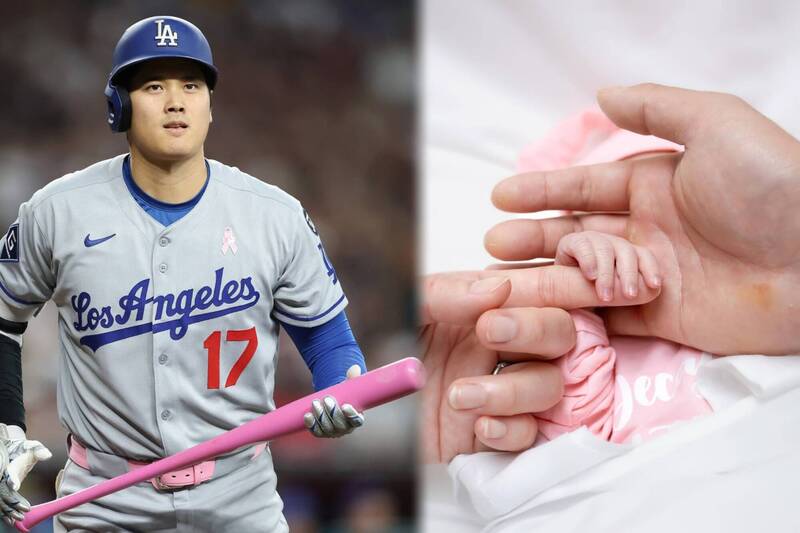 美國當地時間11日恰逢國際母親節，大谷翔平在IG曬出1張照片，只見他與真美子的大手一起牽住女兒粉嫩小手，並在文中向愛妻迎接人生的第一個母親節送上祝福。（法新社、圖擷取自@shoheiohtani IG，本報合成）