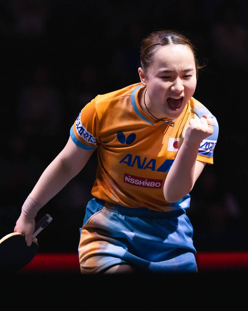 伊藤美誠。（取自世界桌球職業大聯盟官方社群媒體X）