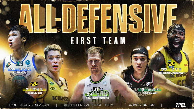 年度防守第一隊。（TPBL提供）