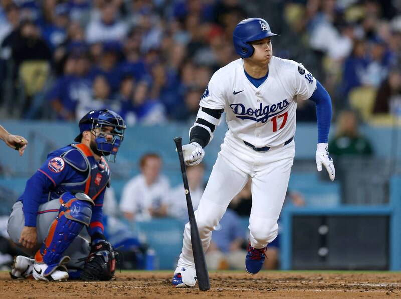 大谷翔平單場雙安。（法新社）