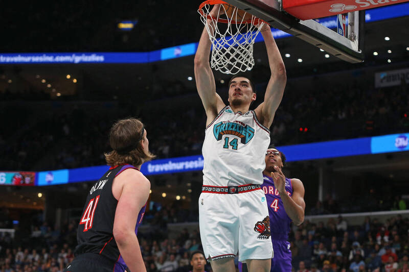 灰熊23歲大物中鋒周志豪。（資料照，今日美國）