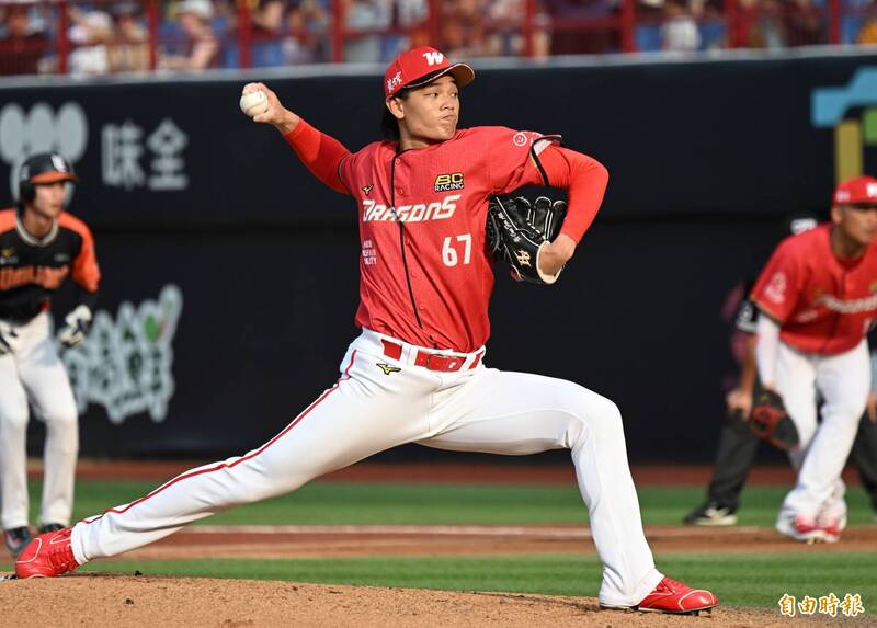 味全龍先發投手曹祐齊。（記者林正堃攝）