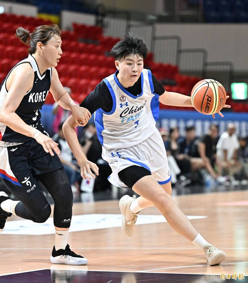 世大運培訓隊游沁樺（右）運球突破。（記者陳志曲攝）