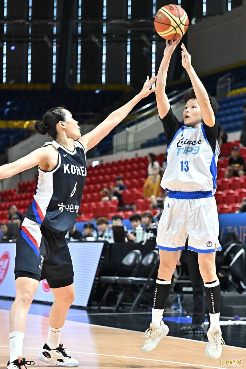 世大運培訓隊林佳蓉（右）中距離出手。（記者陳志曲攝）