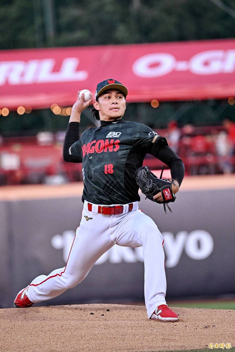 味全龍先發投手徐若熙。（記者方賓照攝）