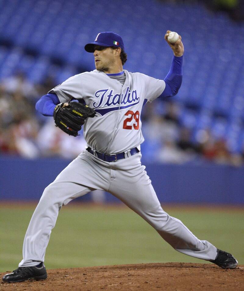 曾效力中職中信鯨的MLB前投手丹尼，槍殺岳父後被陪審團裁定一級謀殺罪成立，最高將面臨無期徒刑。圖為丹尼2009年在世界棒球經典賽為義大利出賽。（路透）