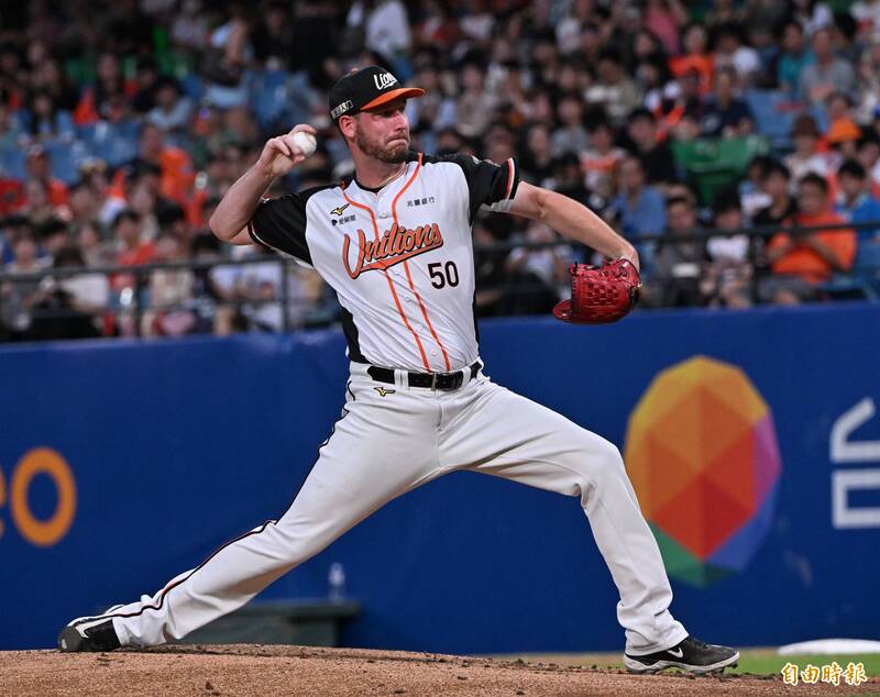 統一先發投手布雷克。（記者劉信德攝）