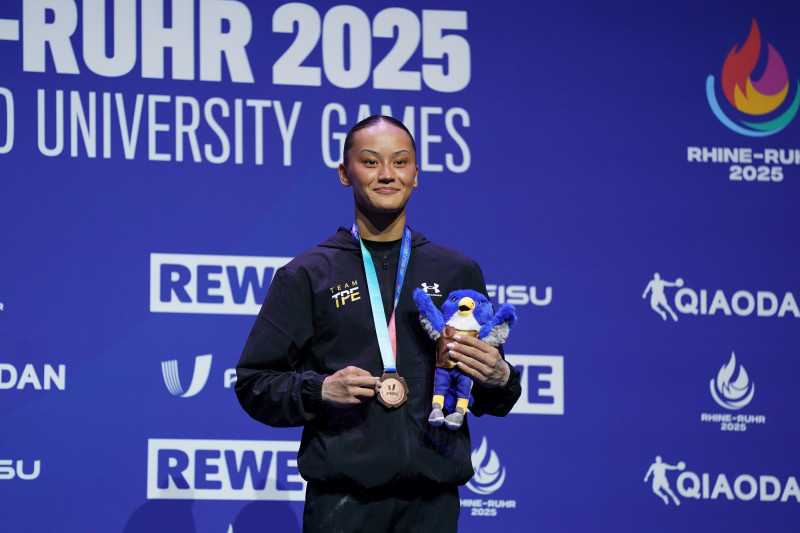 混血女將陳瑞安奪女子全能銅牌，也是隊史首面女子競技體操獎牌。（大專體總提供）