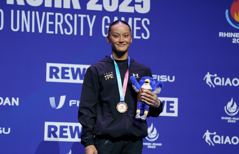 混血女將陳瑞安奪女子全能銅牌，也是隊史首面女子競技體操獎牌。（大專體總提供）